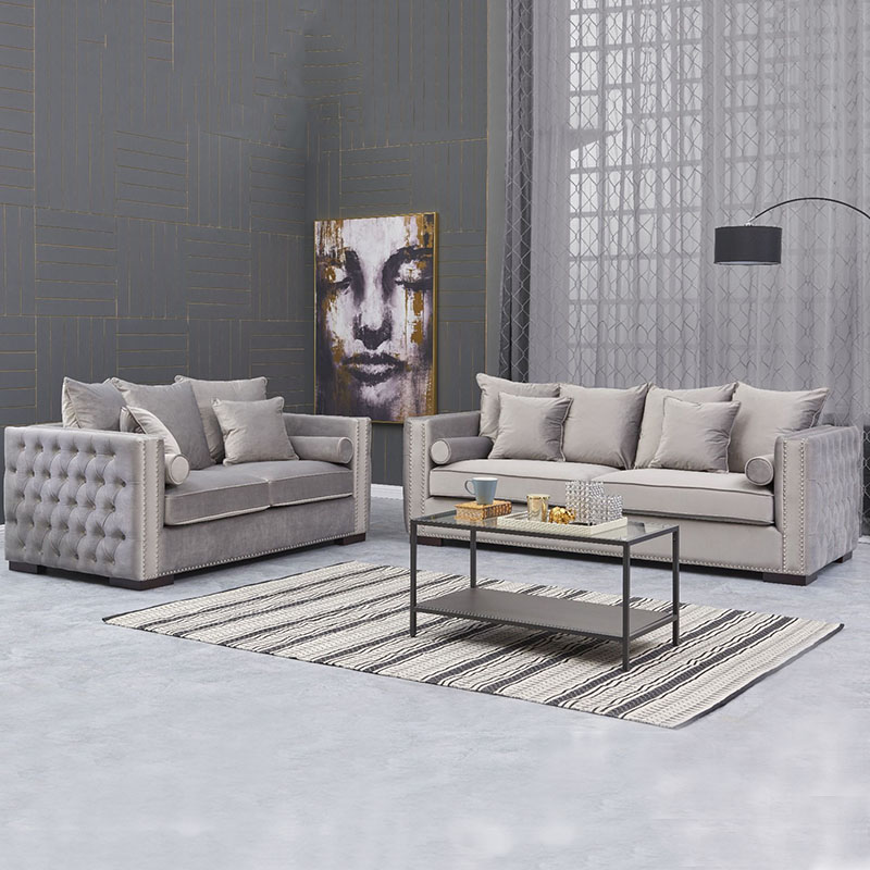 Moscow Grey Velvet 3+2 Sofa Set