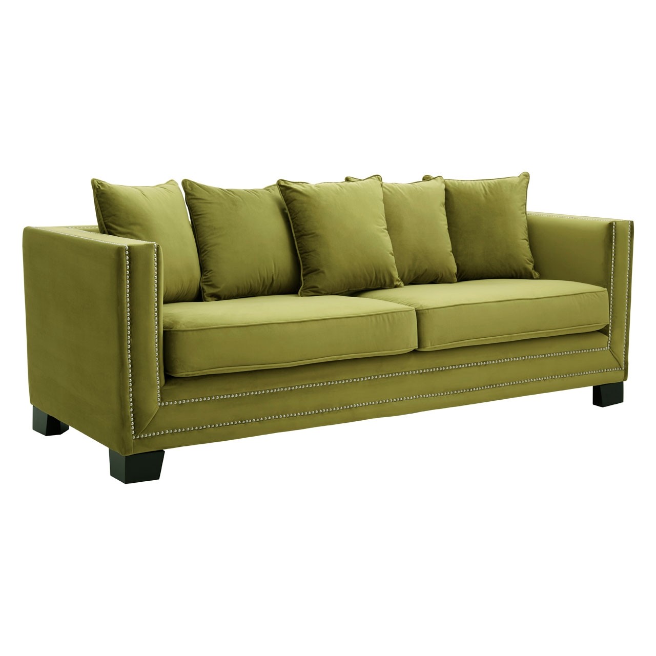 Saffy Green Velvet 3 Seater Sofa