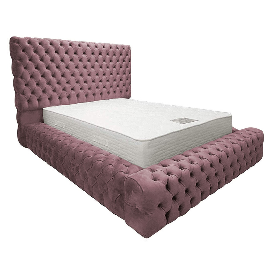 Silvanna 6ft Plush Pink Velvet Buttoned Bed 