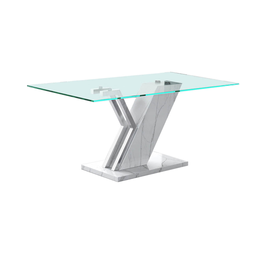 Luca Grey Marble & Glass 1.6m Dining Table
