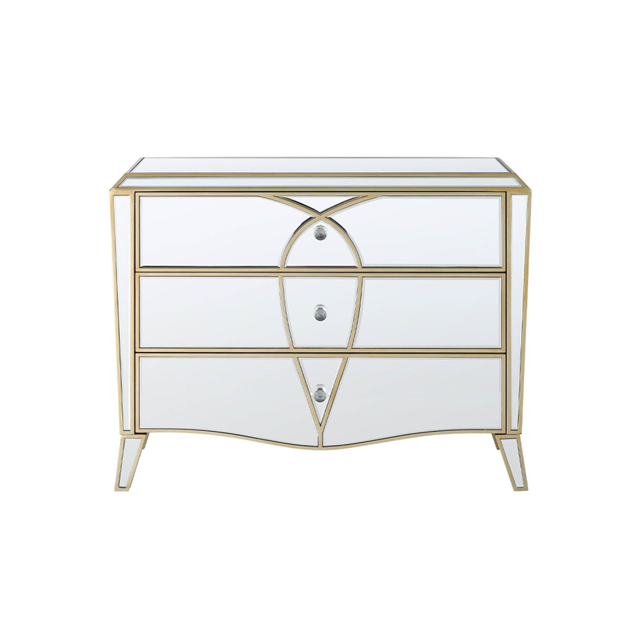 Pearla Champage Mirrored Glass Chest of Drawers