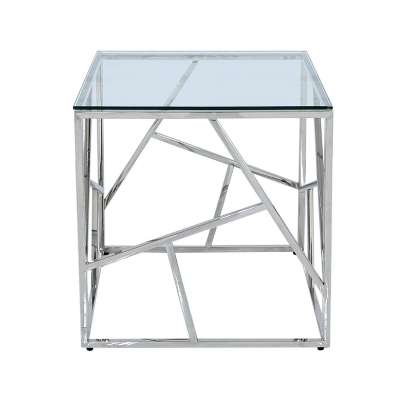 Azi Stainless Steel Glass Lamp Table